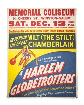Original Harlem Globetrotters Show Poster With Wilt "The Stilt" Chamberlain